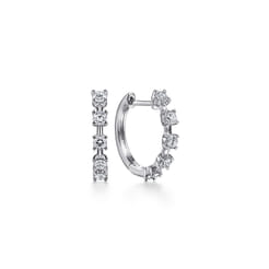 14K White Gold 15mm Diamond Huggies