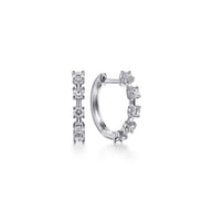 14K White Gold 15mm Diamond Huggies