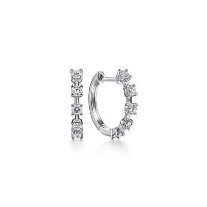 14K White Gold 15mm Diamond Huggies