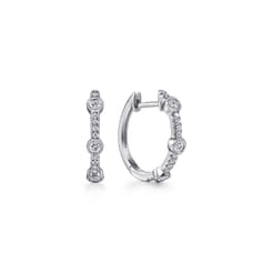 14K White Gold 15mm Diamond Huggies