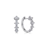 14K White Gold 15mm Diamond Station Huggie Earrings - 0.75 ct