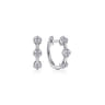 14K White Gold 15mm Diamond Station Huggie - 0.14 ct
