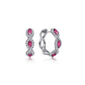 14K White Gold 15mm Diamond and Ruby Earrings - 0.35 ct