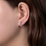 14K White Gold 15mm Diamond and Ruby Earrings - 0.35 ct