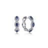 14K White Gold 15mm Diamond and Sapphire Earrings - 0.35 ct