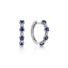 14K White Gold 15mm Diamond and Sapphire Huggie Earrings - 0.08 ct