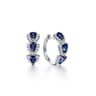 14K White Gold 15mm Diamond and Sapphire Huggies - 0.3 ct