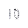 14K White Gold 15mm Round Classic Diamond Huggie Earrings - 0.4 ct