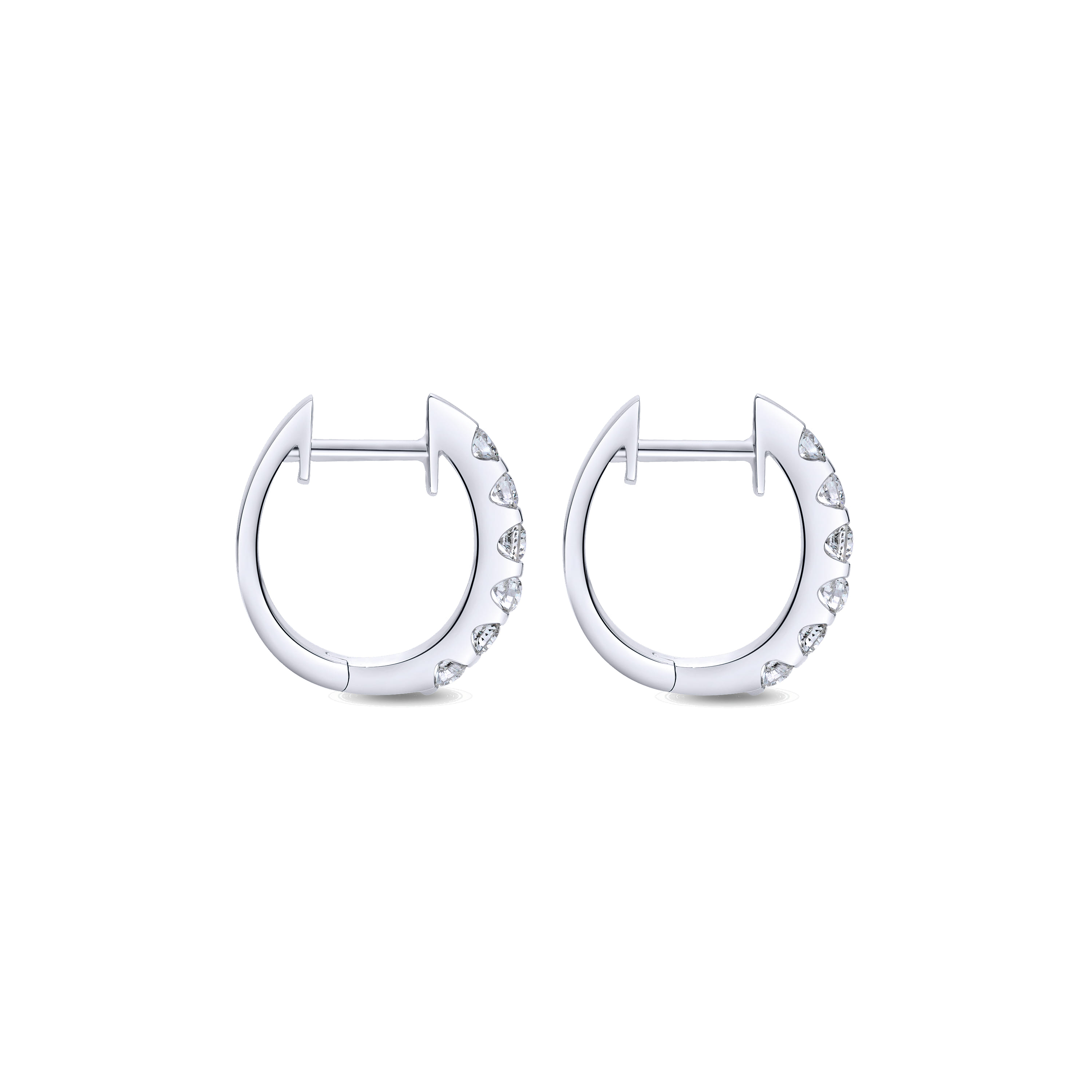 14K White Gold 15mm Round Classic Diamond Huggie Earrings - 0.4 ct - Shot 2