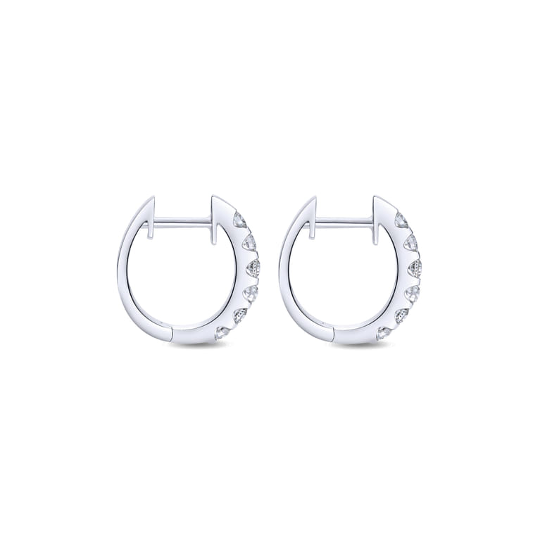 14K White Gold 15mm Round Classic Diamond Huggie Earrings - 0.4 ct - Shot 2
