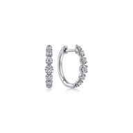 14K White Gold 15mm Round Classic Diamond Huggies