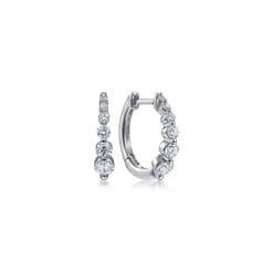 14K White Gold 15mm Round Diamond Huggies