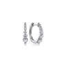 14K White Gold 15mm Round Diamond Huggies - 0.5 ct
