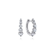 14K White Gold 15mm Round Diamond Huggies
