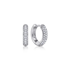 14K White Gold 15mm Round Diamond Huggies