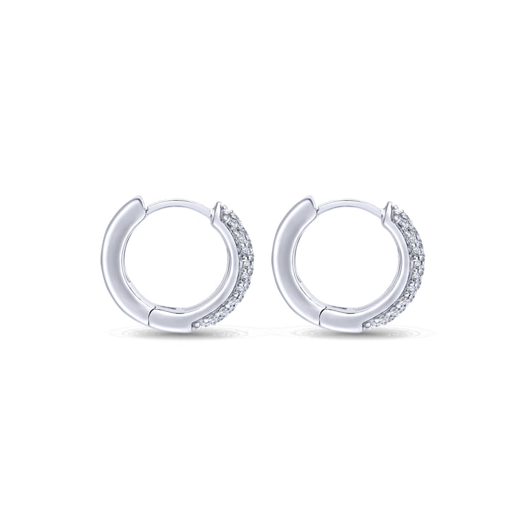 14K White Gold 15mm Round Diamond Huggies - 0.35 ct - Shot 2