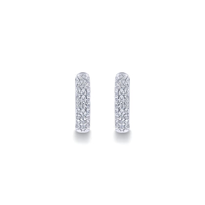 14K White Gold 15mm Round Diamond Huggies