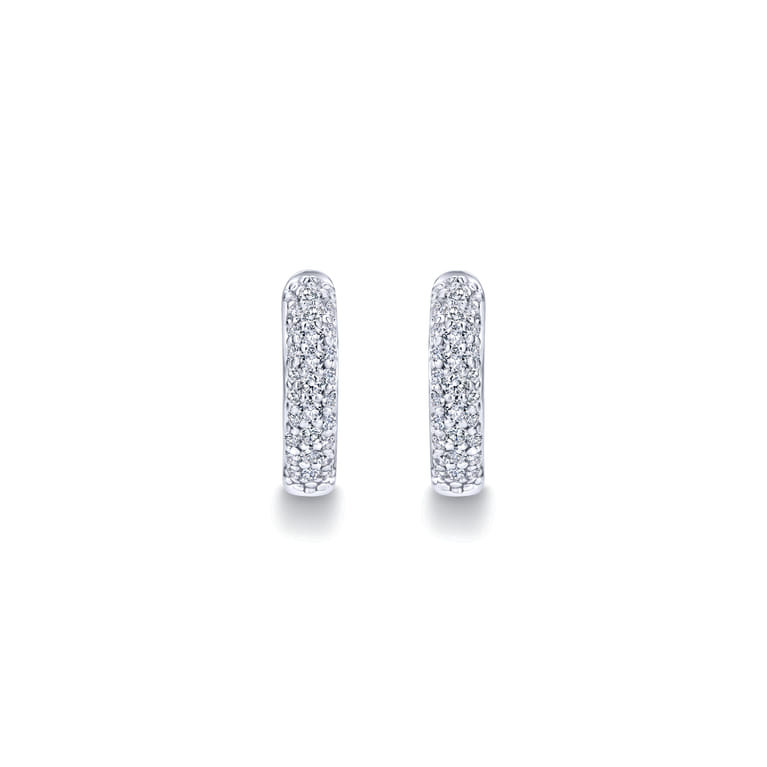 14K White Gold 15mm Round Diamond Huggies - 0.35 ct - Shot 3