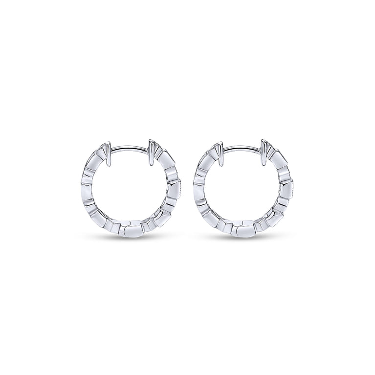 14K White Gold 15mm Ruby and Diamond Huggies - 0.05 ct - Shot 2