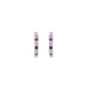 14K White Gold 15mm Ruby and Diamond Huggies - 0.05 ct
