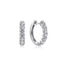 14K White Gold 15mm Share Prong Set Diamond Huggie Earrings - 1 ct