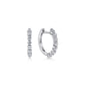 14K White Gold 15mm Single Prong Set Diamond Huggie Earrings - 0.5 ct