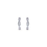 14K White Gold 15mm Twisted Diamond Huggies - 0.11 ct