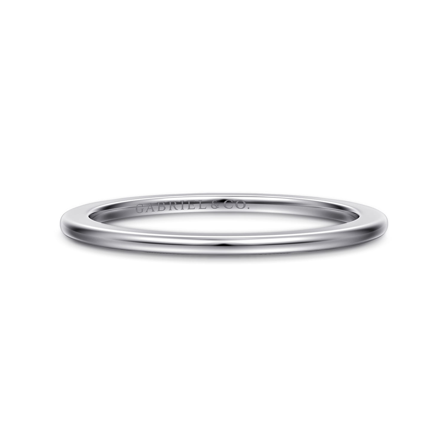 Straight Wedding Ring in 14k White Gold with   at Gabriel & Co. - Shot 1