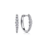 14K White Gold 20mm Buttercup Set Diamond Classic Oval Hoop Earrings - 0.5 ct