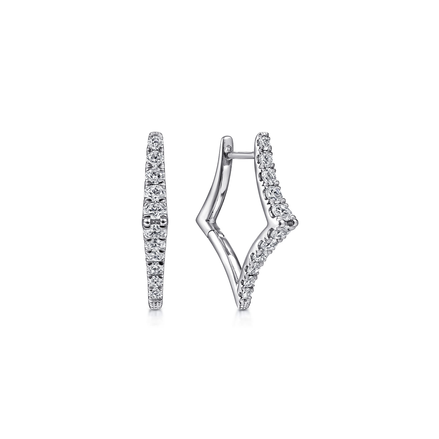 14K White Gold 20mm Classic Diamond Hoop Earrings - 0.75 ct - Shot 1