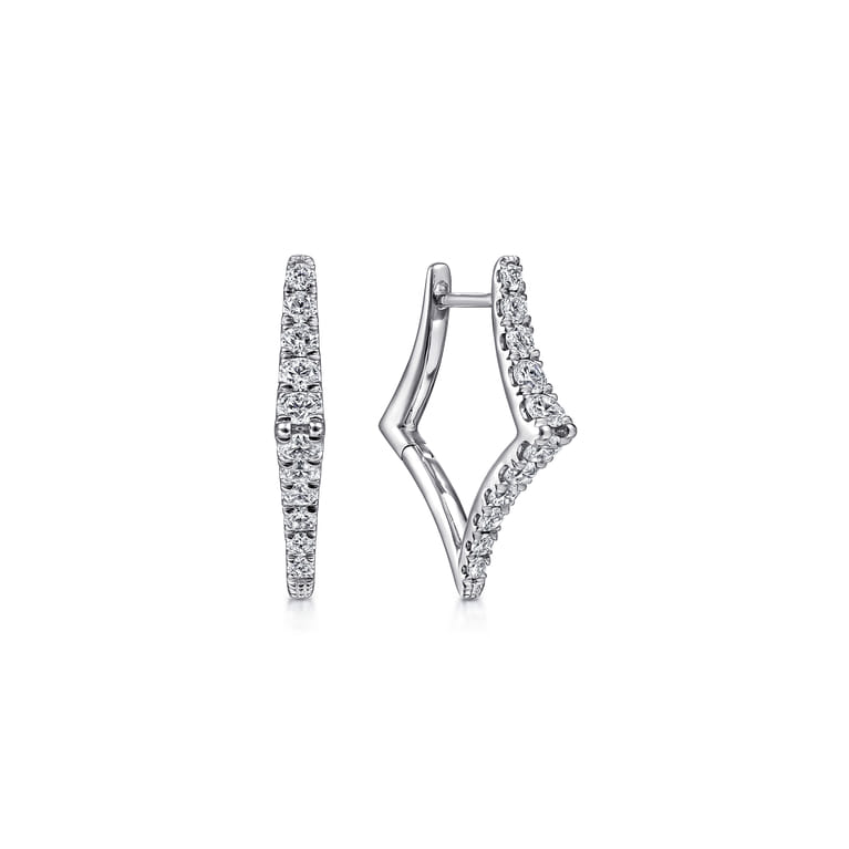 14K White Gold 20mm Classic Diamond Hoop Earrings - 0.75 ct - Shot 1