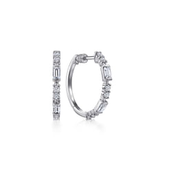 14K White Gold 20mm Classic Diamond Hoop Earrings