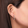 14K White Gold 20mm Classic Diamond Hoop Earrings - 0.7 ct