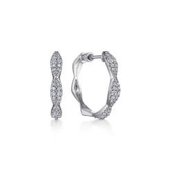 14K White Gold 20mm Classic Diamond Hoop Earrings