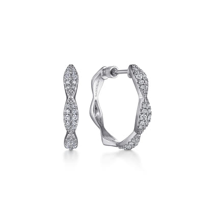 14K White Gold 20mm Classic Diamond Hoop Earrings