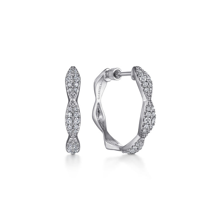 14K White Gold 20mm Classic Diamond Hoop Earrings - 0.4 ct - Shot 1