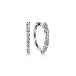 14K White Gold 20mm Diamond Classic Hoop Earrings