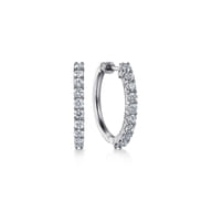 14K White Gold 20mm Diamond Classic Hoop Earrings