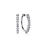 14K White Gold 20mm Diamond Classic Hoop Earrings - 1 ct