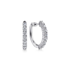 14K White Gold 20mm Diamond Classic Hoop Earrings