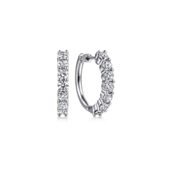 14K White Gold 20mm Diamond Classic Hoop Earrings