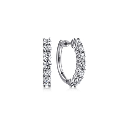 14K White Gold 20mm Diamond Classic Hoop Earrings