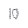 14K White Gold 20mm Diamond Classic Hoop Earrings - 1.95 ct