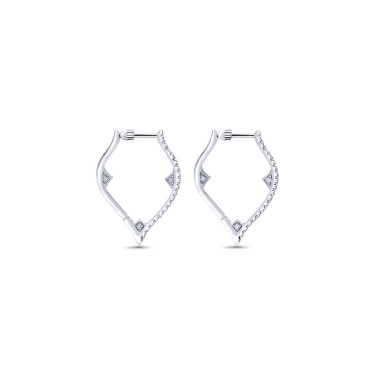 14K White Gold 20mm Diamond Earrings - 0.55 ct - Shot 2