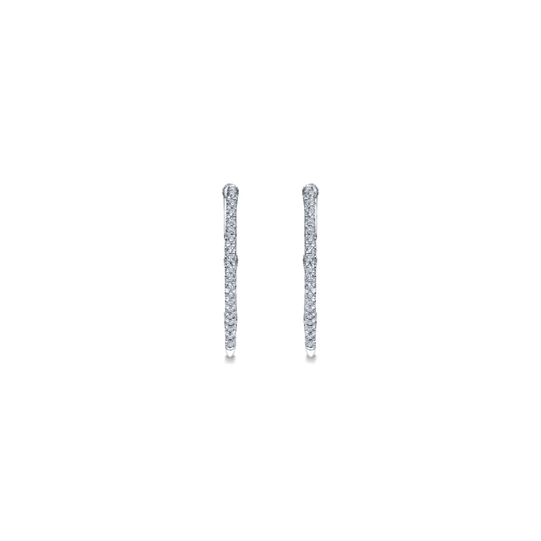 14K White Gold 20mm Diamond Earrings - 0.55 ct - Shot 3