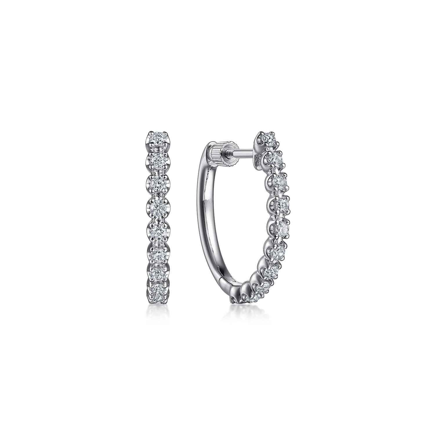 14K White Gold 20mm Diamond Hoop Earrings - 0.5 ct - Shot 1