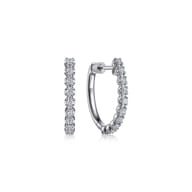 14K White Gold 20mm Diamond Hoop Earrings
