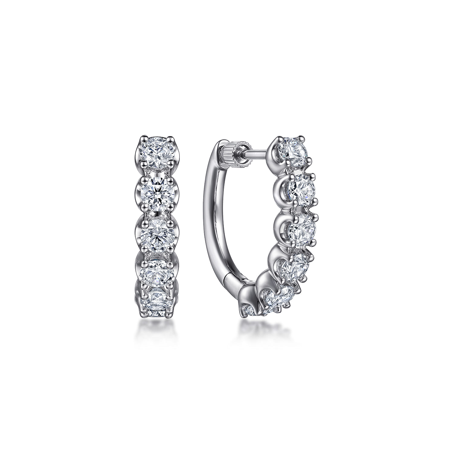 14K White Gold 20mm Diamond Hoop Earrings - 1.85 ct - Shot 1