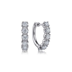 14K White Gold 20mm Diamond Hoop Earrings