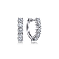 14K White Gold 20mm Diamond Hoop Earrings